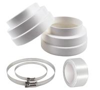 QGGTQG Riduttore ø120 150 160 mm, 2 pezzi, riduttore di ventilazione, tubo di riduzione in ABS, con 2 fascette in acciaio inox e 2 rotoli di nastro in alluminio