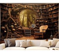 QGHOT Arazzo per libreria, fiaba foresta, arazzo accademico da appendere alla parete, grande, per camera da letto, soggiorno, decorazione per la casa (203,2 x 152,4 cm)