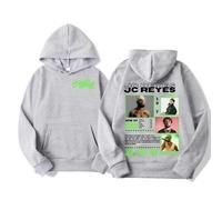 QGHXFY Rapper JC Reyes Album Tour 2025 Stampata Felpa a Cappuccio, Maglie Unisex Moda Casual Manica Lunga,Grigio,3XL