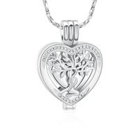 QGJNSGC Albero della vita, collana con urna per cenere, cuore, cremazione, gioielli commemorativi per uomo e donna, portacenere, souvenir, gioielli, regali per i propri cari, Acciaio inossidabile