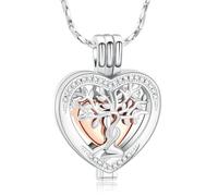 QGJNSGC Albero della vita, collana con urna per cenere, cuore, cremazione, gioielli commemorativi per uomo e donna, portacenere, souvenir, gioielli, regali per i propri cari, Acciaio inossidabile