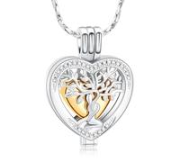 QGJNSGC Albero della vita, collana con urna per cenere, cuore, cremazione, gioielli commemorativi per uomo e donna, portacenere, souvenir, gioielli, regali per i propri cari, Acciaio inossidabile