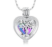QGJNSGC Albero della vita, collana con urna per cenere, cuore, cremazione, gioielli commemorativi per uomo e donna, portacenere, souvenir, gioielli, regali per i propri cari, Acciaio inossidabile
