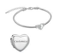 QGJNSGC Braccialetto con mini urna a forma di cuore per ceneri per donne e uomini, ricordo dell'amore, catena a serpente, regalo, Misura unica, Acciaio inossidabile, Nessuna pietra preziosa
