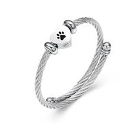 QGJNSGC Braccialetto per ceneri, gioiello commemorativo in acciaio inox, a forma di zampa di animale domestico, a forma di cuore, urna con ciondolo a forma di urna per i propri cari, funerali