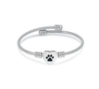 QGJNSGC Braccialetto per ceneri, gioiello commemorativo in acciaio inox, a forma di zampa di animale domestico, a forma di cuore, urna con ciondolo a forma di urna per i propri cari, funerali,