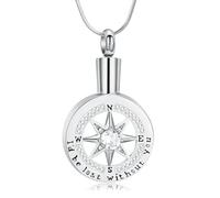 QGJNSGC Collana con ciondolo a forma di bussola per cremazione, per uomini e donne, con ciondolo per ceneri umane, regalo "I d be lost without you", Unisex, Acciaio inossidabile, Nessuna pietra