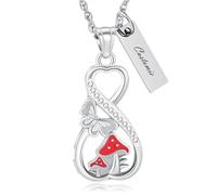 QGJNSGC Collana con ciondolo a forma di urna dell'infinito, a forma di fungo, per donne e uomini, con ciondolo commemorativo per le ceneri dei propri cari, Acciaio inossidabile, Non pietra preziosa