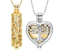 QGJNSGC Collana con urna a forma di albero della vita per ceneri a forma di cuore gioielli per cremazione ricordo gioielli regali per donne uomini medaglioni commemorativi portacenere per animali