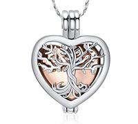 QGJNSGC Collana con urna a forma di albero della vita per ceneri a forma di cuore gioielli per cremazione ricordo gioielli regali per donne uomini medaglioni commemorativi portacenere per animali
