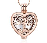 QGJNSGC Collana con urna a forma di albero della vita per ceneri a forma di cuore gioielli per cremazione ricordo gioielli regali per donne uomini medaglioni commemorativi portacenere per animali