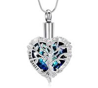 QGJNSGC Collana con urna a forma di albero della vita, per donne e uomini, a forma di cuore, gioiello per la cremazione, per ceneri di cremazione, collana ricordo, regalo commemorativo per i propri