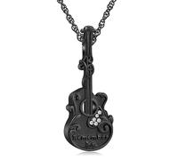 QGJNSGC Collana con urna a forma di chitarra, per ceneri musicali, commemorativi, per amanti della musica, gioiello per ceneri, Acciaio inossidabile, Zirconie sintetico