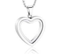 QGJNSGC Collana con urna a forma di cuore in vetro, per medaglione di cenere, per donne, uomini, cenere, in acciaio inox, regalo di ricordo (argento)