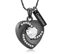 QGJNSGC Collana con urna a forma di cuore per ceneri in acciaio inossidabile con cristallo per cremazione commemorativa ciondolo per ceneri per i propri cari porta ceneri funebre ricordo commemorativo