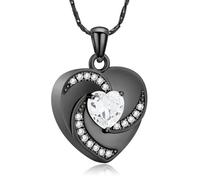 QGJNSGC Collana con urna a forma di cuore per ceneri in acciaio inossidabile con cristallo per cremazione commemorativa ciondolo per ceneri per i propri cari porta ceneri funebre ricordo commemorativo