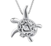 QGJNSGC Collana con urna a forma di tartaruga marina per ceneri per donne e uomini con ciondolo a forma di tartaruga per cremazione all'interno della mini custodia, urna commemorativa per cenere