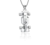 QGJNSGC Collana con urna per auto da corsa, per cenere, per donne, uomini, Formula One, per auto con ciondolo a forma di cenere, regalo, misura unica, Acciaio inossidabile, Zirconia cubica