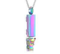 QGJNSGC Collana con urna per ceneri da uomo a 18 ruote semi camion cremazione gioielli urna ciondolo ricordo medaglione collana per ragazzi, Acciaio inossidabile, Arcobaleno