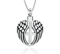 QGJNSGC Collane con urna a forma di cuore per ceneri a forma di cuore, gioielli per donne e uomini, in acciaio inossidabile, ciondolo commemorativo per ceneri dei propri cari, Unisex, Acciaio