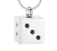 QGJNSGC Collane con urna a forma di dado per ceneri gioielli per donne e uomini, in acciaio inossidabile, ciondolo commemorativo per ceneri dei propri cari gioielli collana, Unisex, Acciaio
