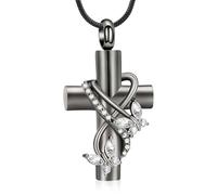 QGJNSGC Collane con urna per ceneri farfalla cremazione gioielli per ceneri per croce umana con cristallo farfalla commemorativa ciondolo ceneri gioielli regalo per la perdita della persona amata