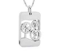 QGJNSGC Collane punk per ceneri Dog Tag Cremazione Gioielli per donne uomini Gear Keepsake Memorial Ciondolo per portacenere Collana Gioielli, Unisex, Acciaio inossidabile, Nessuna pietra preziosa
