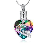 QGJNSGC Elefante Cremazione Gioielli per Uomo Donna Cristallo Cuore Keepsake Memorial Ciondolo Albero della Vita Urna Collane Titolare di Ceneri Umane dei propri Amore Gioielli Regalo, Unisex, Acciaio