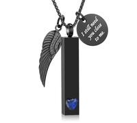 QGJNSGC Gioielli per la cremazione per le ceneri con ciondolo a forma di ala d'angelo, collana con urna verticale in acciaio inossidabile, ricordo commemorativo con medaglione per ceneri, per donne e