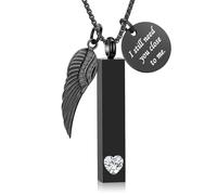 QGJNSGC Gioielli per la cremazione per le ceneri con ciondolo a forma di ala d'angelo, collana con urna verticale in acciaio inossidabile, ricordo commemorativo con medaglione per ceneri, per donne e