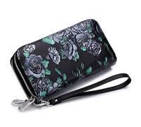QGKWJP Borsa da donna di grande capacità con doppia cerniera Borsa lunga in pelle multi-slot, funzione di scansione anti-RF multi-carta, la scelta migliore, rosa argento
