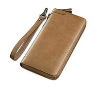 QGKWJP Borsa da uomo in pelle con cerniera portamonete multiporta carte borsa lunga pochette a portafoglio