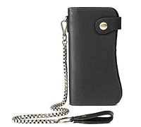 QGKWJP Pochette casual in pelle da uomo Catena di ferro Portafogli con fibbia antifurto Portamonete da uomo con carta d'identità Borsa per telefono da uomo (Colore : C, Dimensioni : 10 * 19 * 2CM)