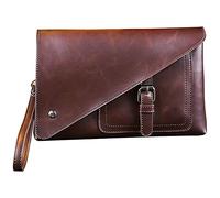 QGKWJP Pochette da Uomo Custodia in Pelle PU Borsa per Sigarette Frizione Porta Carte di Credito Portafogli per Contanti Portafoglio Lungo con Doppia Cerniera Maschile (Colore : Marrone, Dimensioni :