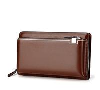 QGKWJP Pochette da uomo Portafogli da uomo di grande capacità Tasca per cellulare Portafoglio multifunzione per uomo (Colore : Marrone, Dimensioni : 21.5 * 13.5 * 5cm)