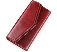 QGKWJP Porta carte Portafoglio in pelle di grande capacità Portamonete da donna Porta carte con pochette da donna (Colore : Rosso)