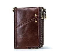 QGKWJP Portafogli da uomo in vera pelle portamonete piccolo mini portacarte doppia cerniera tasca per portafoglio maschile (colore : B, dimensioni : 10 * 2 * 13cm)