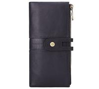 QGKWJP Portafogli in pelle da uomo Portafoglio bifold lungo con cerniera Borsa da viaggio con pochette (Colore: Marrone, Dimensioni: 18,5 * 9 * 2,5 cm)