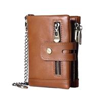 QGKWJP Portafoglio bifold corto da uomo in pelle casual Portafoglio Portamonete Tasca portamonete con cerniera Borsa multifunzione antifurto RFID