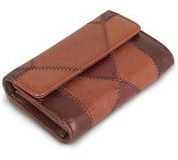 QGKWJP Portafoglio corto da donna in pelle portamonete da donna con cuciture in pelle pieghevole porta carte di credito frizione retrò (colore: A, dimensioni: 14 x 10 x 3 cm)