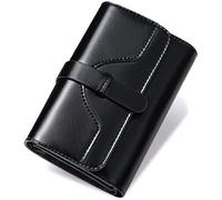 QGKWJP Portafoglio da donna Portafoglio corto in pelle vintage Portamonete tri-fold (Colore : Nero, Dimensioni : A)