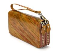 QGKWJP Portafoglio lungo in pelle vintage in vera pelle per portamonete da uomo con doppia cerniera, scelta migliore (Colore: F, Dimensioni: 19 * 9.5 * 4cm)