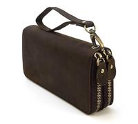 QGKWJP Portafoglio lungo in pelle vintage in vera pelle per portamonete da uomo con doppia cerniera, scelta migliore (Colore: F, Dimensioni: 19 * 9.5 * 4cm)