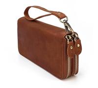 QGKWJP Portafoglio lungo in pelle vintage in vera pelle per portamonete da uomo con doppia cerniera, scelta migliore (Colore: F, Dimensioni: 19 * 9.5 * 4cm)