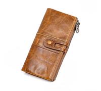 QGKWJP Portamonete da uomo con cerniera lunga Pochette da uomo in vera pelle con porta cellulare Porta carte Portafoglio vintage