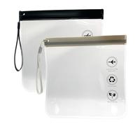 Qgond Confezione da 2 sacchetti da toilette trasparenti approvati dalla TSA, per liquidi, riutilizzabili, dimensioni da viaggio, impermeabili e a prova di perdite, per i regolamenti aeroportuali EU UK