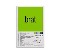 qgoster Poster su tela di Charli Xcx Brat Music, decorazione artistica da parete per soggiorno e camera da letto, 30 x 45 cm, senza cornice