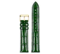 Qgsaghty Cinturino in pelle 10/12/14/15/16/18/19/20/22mm Cinturino per orologio da donna con motivo coccodrillo, fibbia ad ardiglione dorata, Verde scuro, 18mm