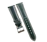 Qgsaghty Cinturino in pelle 20mm 22mm 24mm con cinturino semplice in pelle di vacchetta a sgancio rapido, Verde scuro, 20mm