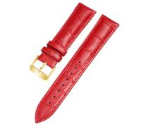 Qgsaghty Cinturino in pelle di vacchetta 12/13/14/15/16/17/18/19/20/21/22/23mm con fibbia ad ardiglione per uomo e donna, fibbia ad ardiglione dorata, Rosso, 17mm